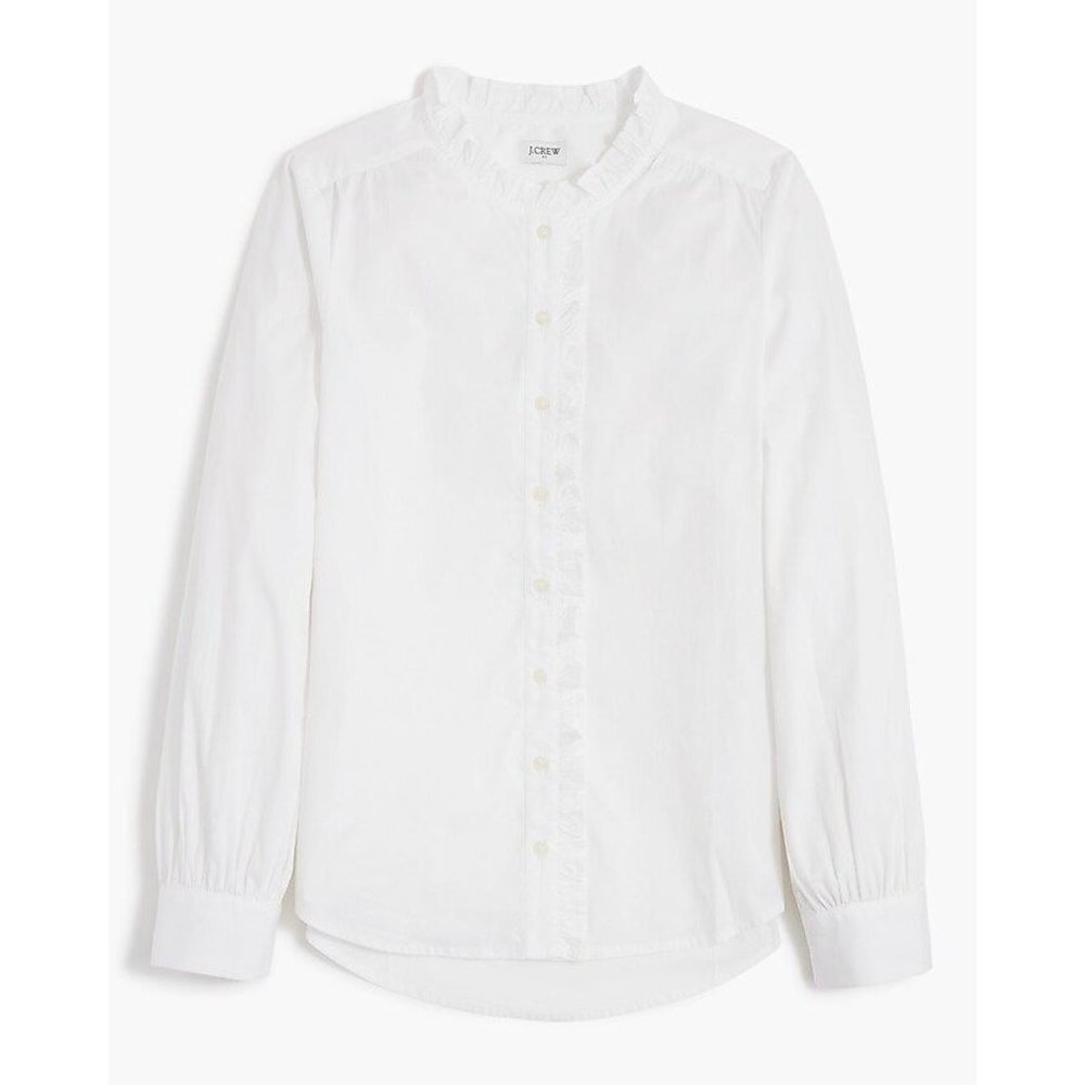 J Crew Factory Ruffle-placket button-up top BT947, PXS